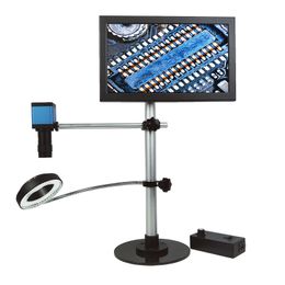 Monocular 22MP HDMI USB HD Cámara digital Digital Microscopio Lente 56 LED Light Stand 11.6 "LCD Soldadura por teléfono de reparación LCD