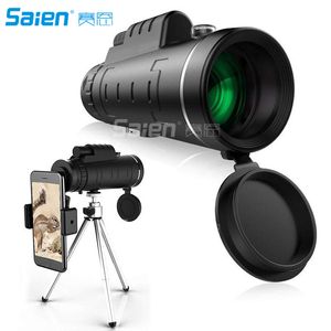 Télescope monoculaire CE Optics 40 x 60 – Lunette de téléphone à prisme haute puissance avec trépied pour smartphone et adaptateur de montage, parfait pour les adultes