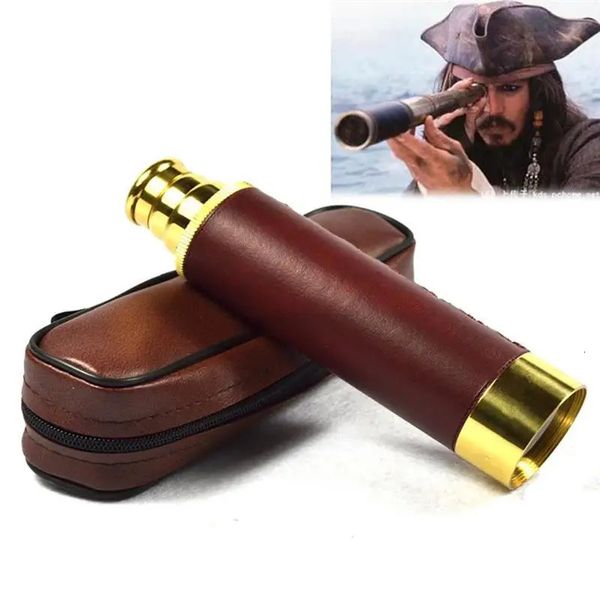 Monoculaires Mini télescope en Laiton Pirate monoculaire 25x30 Pliable Vintage pour Voir Regarder des Jeux Voyage randonnée Chasse Camping 231101