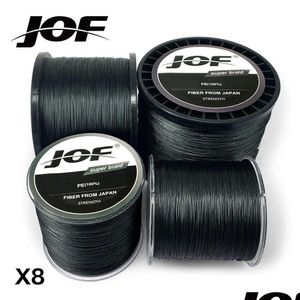 Ligne monofilament JOF 8 brins 1000m 500m 300m PE tressé ligne de pêche noire Tresse Peche tissage d'eau salée super forte 210609 Drop de Dhoxb