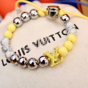 Bracelet chaîne perles monogramme lettre jaune tournesol pour homme neuf