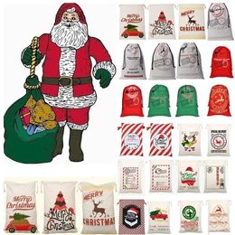 Monogrammable Santa Sack Bags Christmas Canvas Drawstring Pouch Reindeers Present Bag Xmas Candy Gifts Bags Handbags Decorations E Packet A7619