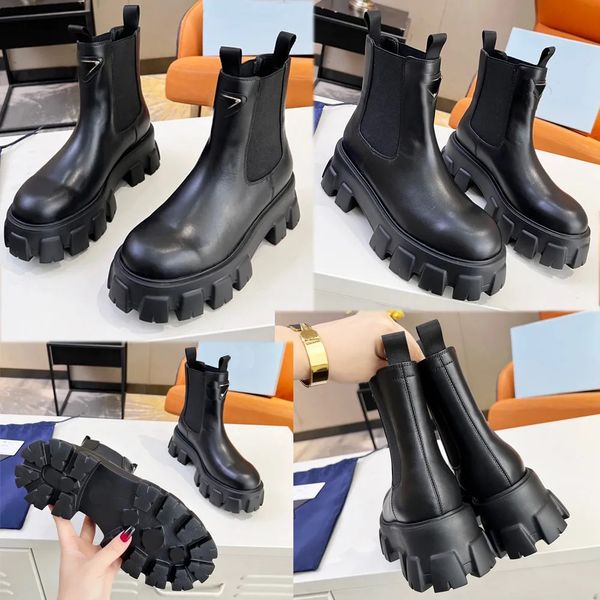 Monolith Boots Top qualité Designer bottines en cuir véritable bottes en cuir brillant Cowboy femmes rose noir blanc plate-forme botte de neige taille 35-41