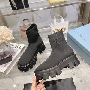 Monolith Knit Boots Designer schoenen Enkle Boot Women Haakplatform Bootjes Fashion Classic Vintage Suede Suede Leather Lederen dikke hielschoen