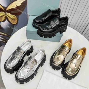 Monolith Mocassins Chaussures Designer Chaussures Cuir Métallisé Femmes Mocassins Cristal Noir Chaussures Plate-Forme Baskets Noir Blanc Argent Or Formateur