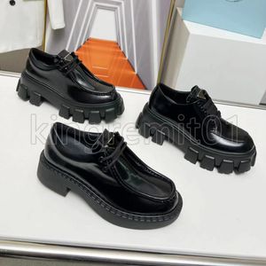 Zapatos monolito, zapatillas de diseñador, zapatos de plataforma, zapatillas de deporte para mujer, zapatos de goma, zapatilla de Cuero negro brillante, mocasines gruesos de cabeza redonda