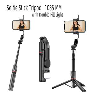 Monopodes 1085 mm Stick Stick Trépied avec remplissage Light Wireless Remote Téléphone Trépied Poldable Portable Phone Phone Standder pour smartphone