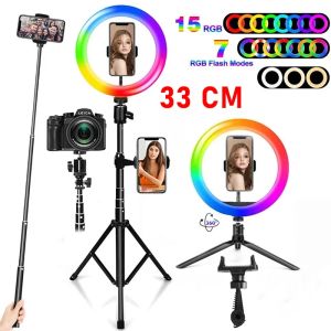 Monopodes 12 pouces dimmables RGB LED RANE SELTIE REMPLAGE 33 cm Photo lampe à sonnerie avec trépied pour le maquillage vidéo en direct aro de luz para celule