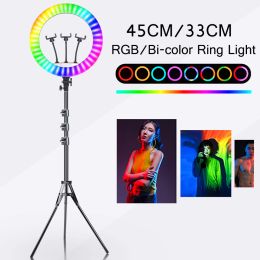Monopods 18 inch ringlicht dimable 45 33cm selfie lamp met statief fotografische verlichtingsstudio -videolichten voor live make -up youtube