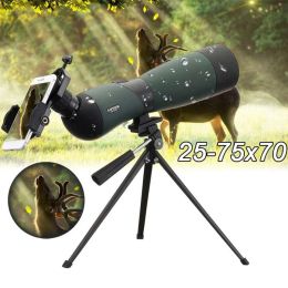 Monópodos 2575x70 Zoom HD Telescopio Valor de manchas Monoculares impermeables con adaptador de teléfono Universal Montaje óptica de caza de trípode