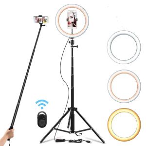 Monopods 26 cm Selfie Ring Light dimable 130 cm statiefstandaard Stand Stand Mobile Telefoon Holder LED -camera -ringlicht voor make -up YouTube Video fotografie