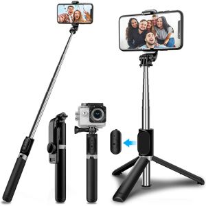 Monópodos 4 en 1 Selfie de Bluetooth inalámbrico Stick With Tripod Aloy Self Selfiestick Smartphone Selfiest 3 Teléfono para iPhone Camera