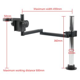 Monopods Verstelbare scharnierende armklem Microscoopbeugel 50 mm ringhouder C-vatting Zoomlens Statief Soldeer Videocamera Opvouwbare standaard