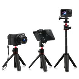 Monópodos Afaith Mini Selfie Stick Trípode Titular de teléfono Extende Table Monópodo para soporte de teléfono inteligente GoPro Hero 11 10 9 8 7 6 5 Negro