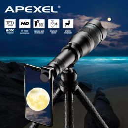 Monopods Apexel HD 60x Telescope Teobolers + MinisElFie Tripod 60X Monoculaire pour iPhone Xiaomi autre smartphone Travel Hunting Randonnée