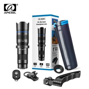 Monopods Apexel New 3in1 Metal 2040x Zoom Telelescope Telephoto Phone Lens Monocular Phone Camera Lens avec mini trépied pour iPhone Samsung