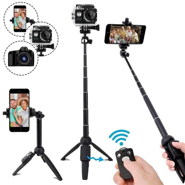 Monopié Bluetooth compatible con palo de Selfie extensible remoto teléfono Dslr trípode monopié para Iphone 11 Pro Max palo de Selfie para teléfono inteligente