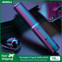 Monopods Bonola Portable Integrated Tripod Selfie Stick Hidden Phone Bracket Bluetooth -knop Telefoon Selftimer hendelhouder voor telefoon