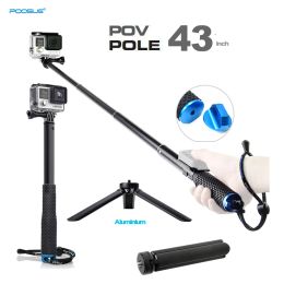 Monopods Camera Tripod 43 "Extended Alloy Monopod Go Pro Selfie Stick voor GoPro Hero 11 9 5 SJCAM YI 4K Eken Insta360 Osmo Action