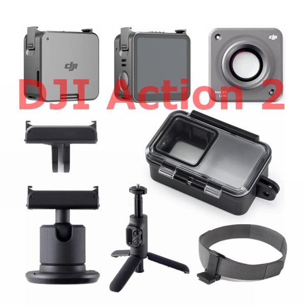 Monópodos DJI Action 2 Batería Potencia Táctil Control remoto Varilla de trípode Case impermeable Adaptador de banda para la cabeza magnética Lente de macro