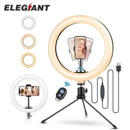 Monopodes élégiants EGL02S LED Anneau Light Light Selfie Tripod Stick Stand Round Lamp maquillage en direct USB 10.2 "BT pour le smartphone Youtube