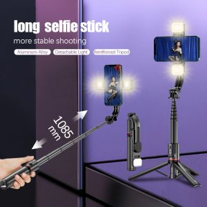 Monopodes FGCLY 2022 NOUVEAU Trépiet de bâton de selfie Bluetooth sans fil pliable avec obturateur Bluetooth remplissage léger en aluminium ALLIAGE SELLIE STCK