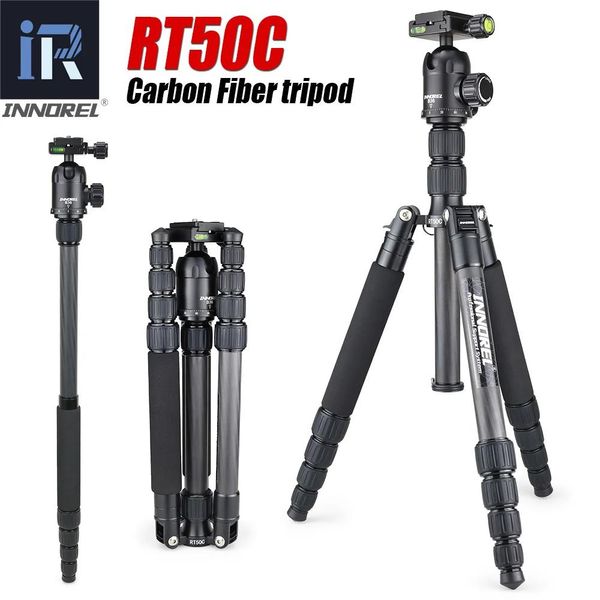 Innorel Rt50c professionnel Portable en Fiber de carbone caméra trépied voyage trépied vidéo monopode avec plaque de dégagement rapide rotule