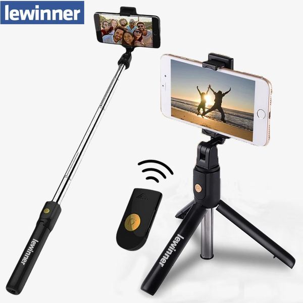 Monopies Lewinner 3 en 1 inalámbrico Bluetooth Selfie Stick Mini trípode monopié extensible universal para Iphone X 8 7 6s para Samsung/huawei