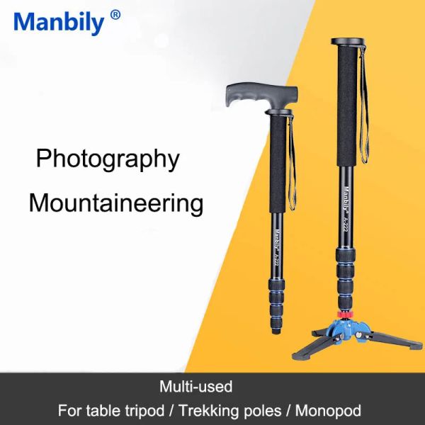Monopodes Manbily A222 A333 165cm Portable Professional DSLR Monopod Stick Walking with M1 Mini Trépied Stand Base Ballhead for Caméra