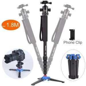 Monopodes Manbily A666 Professional Portable Travel DSLR Camera Tripod Stand KB0 Ballhead M2 Stand Base Max Height 1,8 m