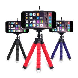 Monopods Mini Flexible Sponge Tripod Octopus Hose Tripod Stand pour Samsung Xiaomi Huawei Phone Mobile Téléphone Tripod Camera Accessoire