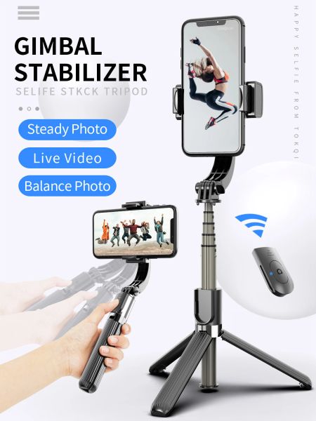 Monopodes Nagnahz One Axe Handheld Gimbal Stabilizer avec Bluetooth Shutter Trépie