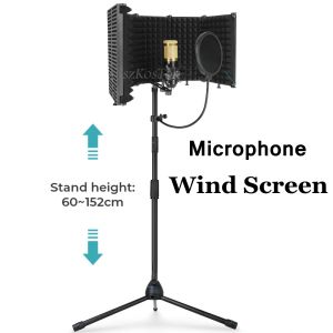 Monopods Beroepsopname Microfoon Pop Filter Windscherm Vloer Tripod Studio Condensor Microfo -ruisreductiepaneel voor BM800 Mic