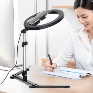 Monopods Professional 26cm LED Selfie Ring Light Photography Lighting voor YouTube Make -up Live Video Telefoon Ringlicht met Desktop Tripod