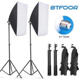 Monopods Professional Photography Softbox Éclairage Soft Box avec trépied E27 Photographic Bulb Continuous Light System pour Photo Studio