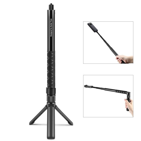 Monopodes Pulluz Rotary Handle Desktop Tripod Stand Bullet Time Invisible Selfie Stick Monopod pour Insta360 X3 Sports Camera Accessoires