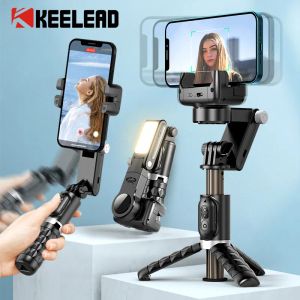 Monopods Q18 Desktop Volg de opnamemodus Gimbal-stabilisator Selfie Stick-statief met invullicht voor iPhone Mobiele telefoon Smartphone