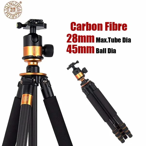 Monopods QZSD Q1000C Carbon Fiber Professional Trípode 45 mm Panorámico Panorámico Tubo de 28 mm Capacidad de carga de 15 kg Capacidad para la cámara DSLR