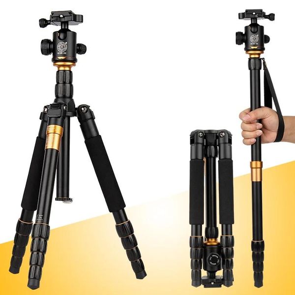 Monopods Qzsd Q666 Pro Qzsd02 Juego de monopié y trípode portátil para fotografía profesional para cámara réflex digital, solo 35 cm, soporte de carga de 15 kg