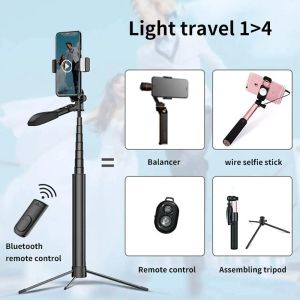 Monopodes Stick Selfie rétractable avec trépied Bluetooth sans fil à distance stabilisateur d'antistension à la main pour remplir le mobile pour mobile