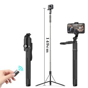 Monopodes Ruzsj L05 haute qualité nouveau 1.49 m grand Bluetooth Selfie bâton trépied pliable monopodes universel pour caméra Gopro pour Smartphone