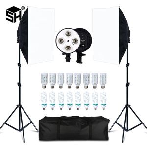 Monopods SH Photography Softbox 50x70 Lightbox Lighting Kit 5500K Lámpara Sistema de luz continua con trípode de 2 m para disparos de estudio de fotos