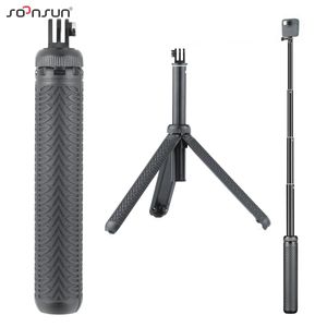 Monopods Soonsun 3in1 Statief Uitschuifbare Monopod Pole Handgreep Selfie Stick voor Gopro Hero 11 10 9 8 7 6 Sjcam Akaso Actie Camera