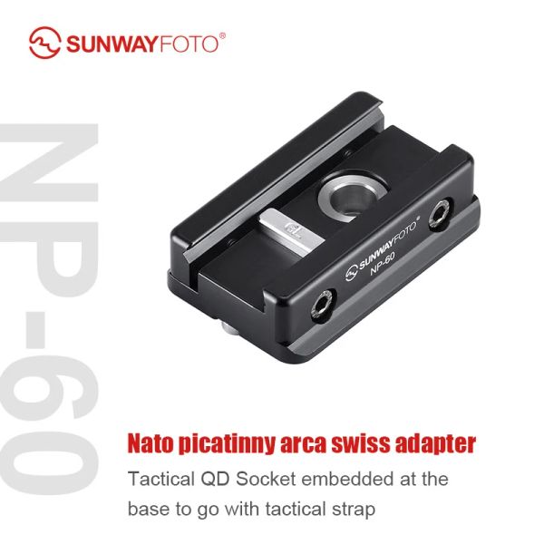 Monópodos Sunwayfoto NP60 Picatinny OTAN Arcaswiss Tripod Dovetail Adaptador Monte ARCA/RRS Compatible