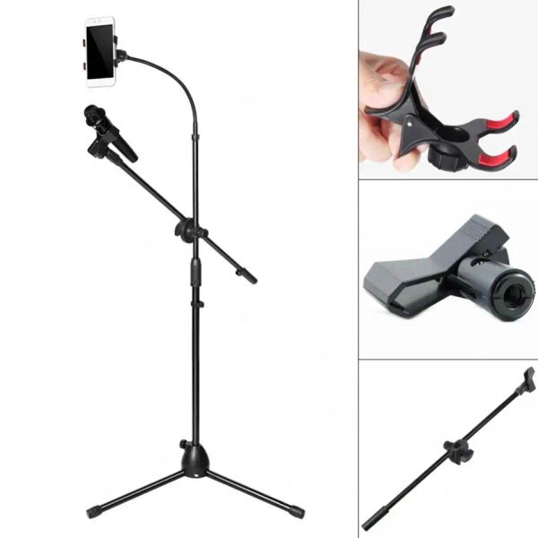 Monopodes Télécoscopique microphone Trépied Tripod Mobile Phone Telepyder Clip Swing Boom Stage Bracket Bracket Microphone Holder Stand