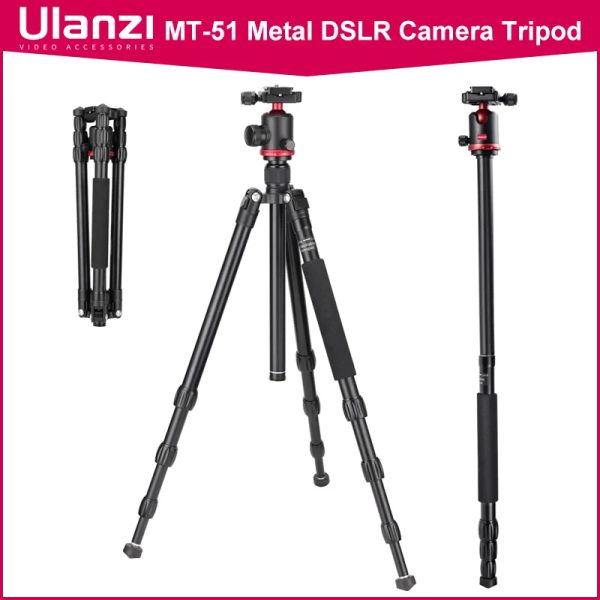 Monopodes Ulanzi MT51 Métal DSLR Tripod Tripod Tripod Portable Travel Portable Tripod 10 kg MAXLOAD avec 360 °