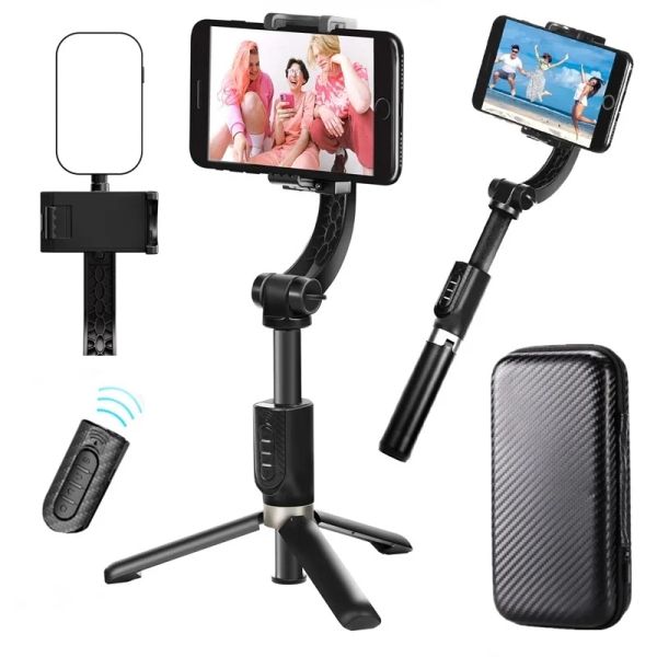 Monopodes Universal Handheld Gimbal Stabilizer Tripod 360 Auto Rotation Selfie Stick pour le téléphone iPhone 12 Xiaomi Samsung Video Vlog Live