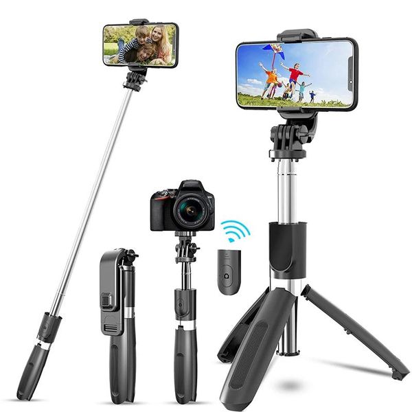 Monopodes Selfie sans fil Stick Portable Mini trépied rétractable monopode Multifonctionnel Stick Stick Trépied pour téléphone GoPro Camera