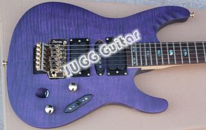 MONSTER AX Super Thin Herman Li EGEN18 Signature Guitare Électrique Transparent Violet Plat ultra-rapide Cou Abalone Touche Ronde Incrustation
