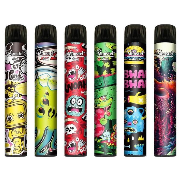 Monster Dual Flavs Switch 2 en 1 2000 Puffs E Cigarette Jetable Vape Pen Pods Stick 6.0ml Cartouches 550mAh Batterie Cigarettes Électroniques Vapes